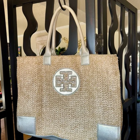 Tory Burch Metallic Ella Tote Bag - Picture 2 of 10